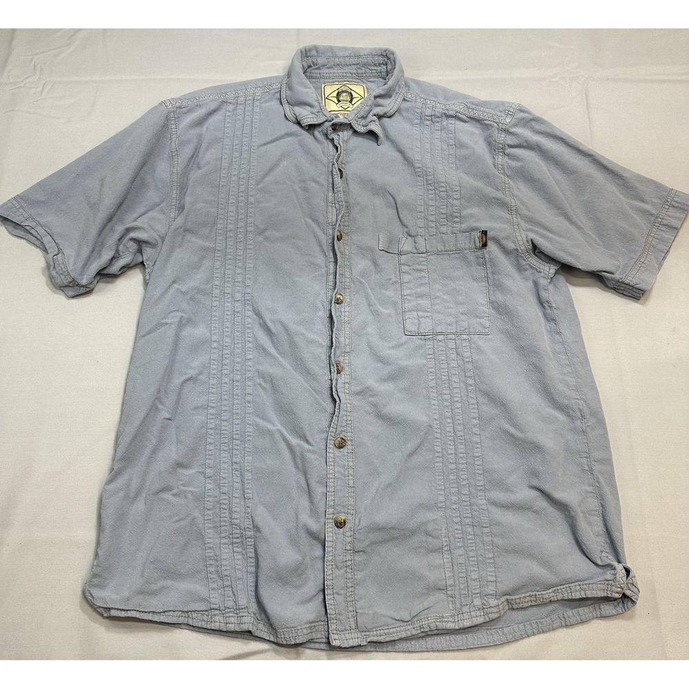 Scully Farthest Point Shirt Mens M Blue Chambray Textured Camp Western